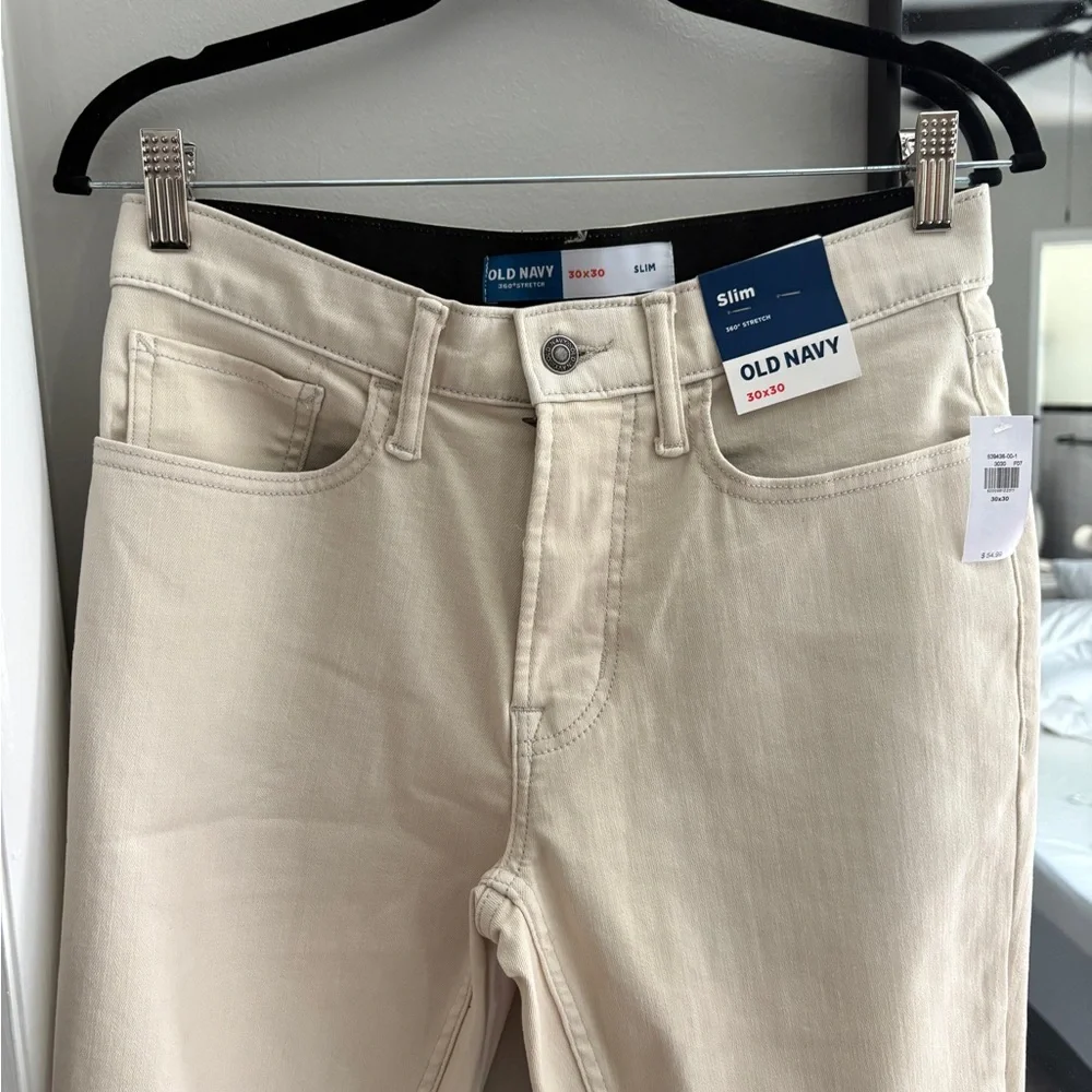 NWT Old Navy Men’s Light Beige Denim Pants - Picture 3 of 6